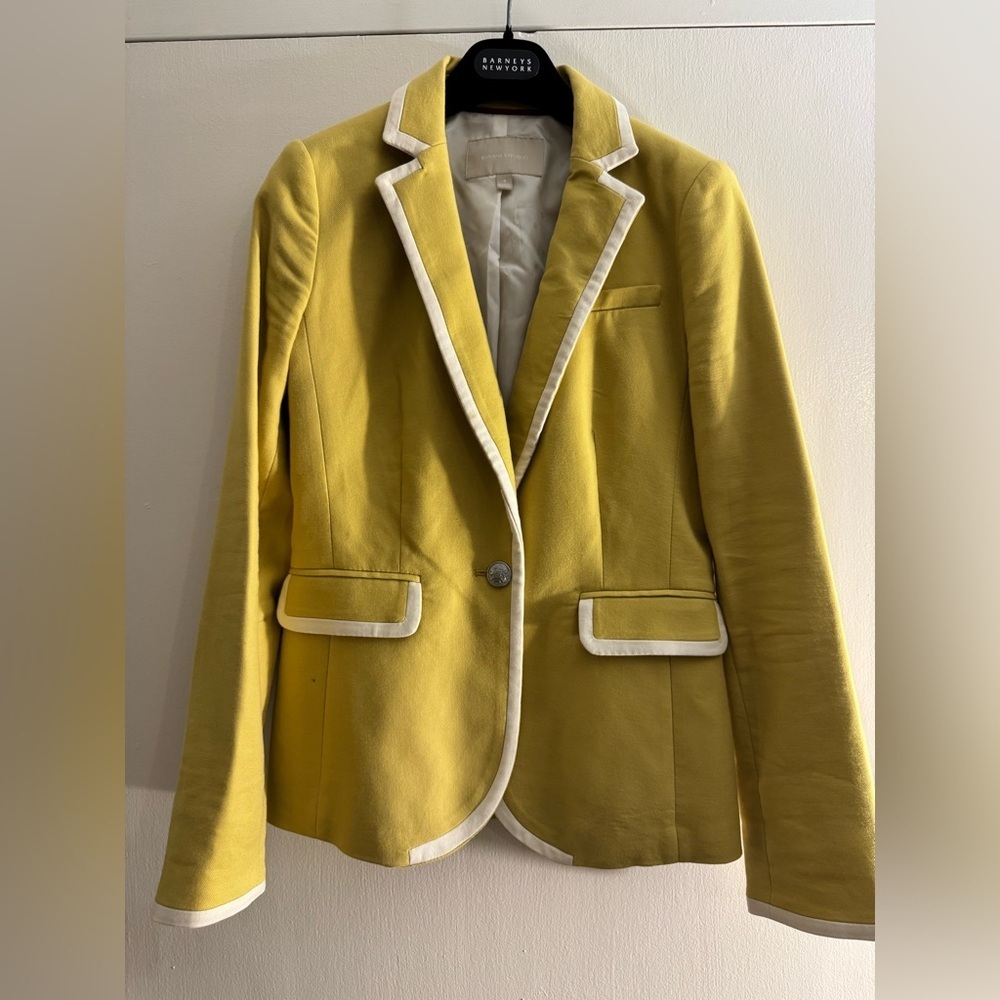 Banana Republic Butter Yellow Chartreuse Contrast Blazer Size 4 - Picture 4 of 11